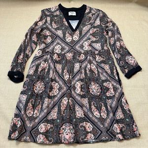 Anthro Holding Horses Western Floral Print Sleeved V Neck Short Dress